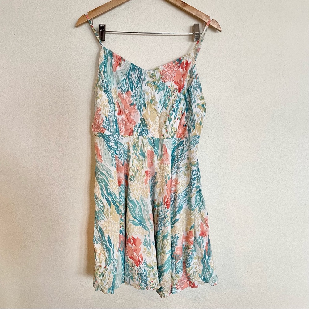 Old Navy Floral and Coral Print Mini Tank Dress Sz XL